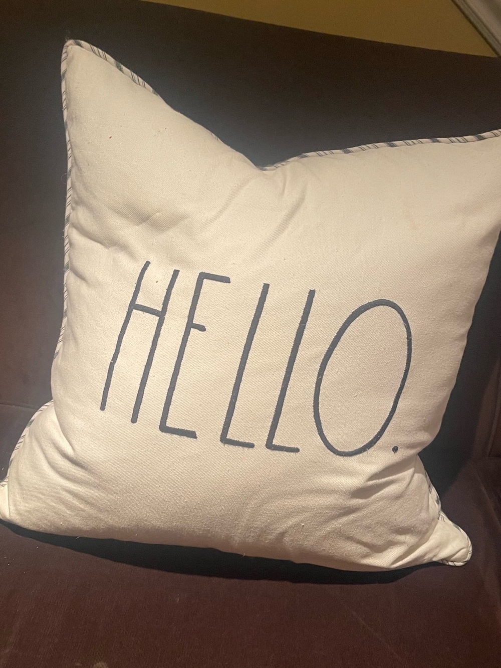 HELLO. Accent Throw Pillow in Cream by Rae Dunn